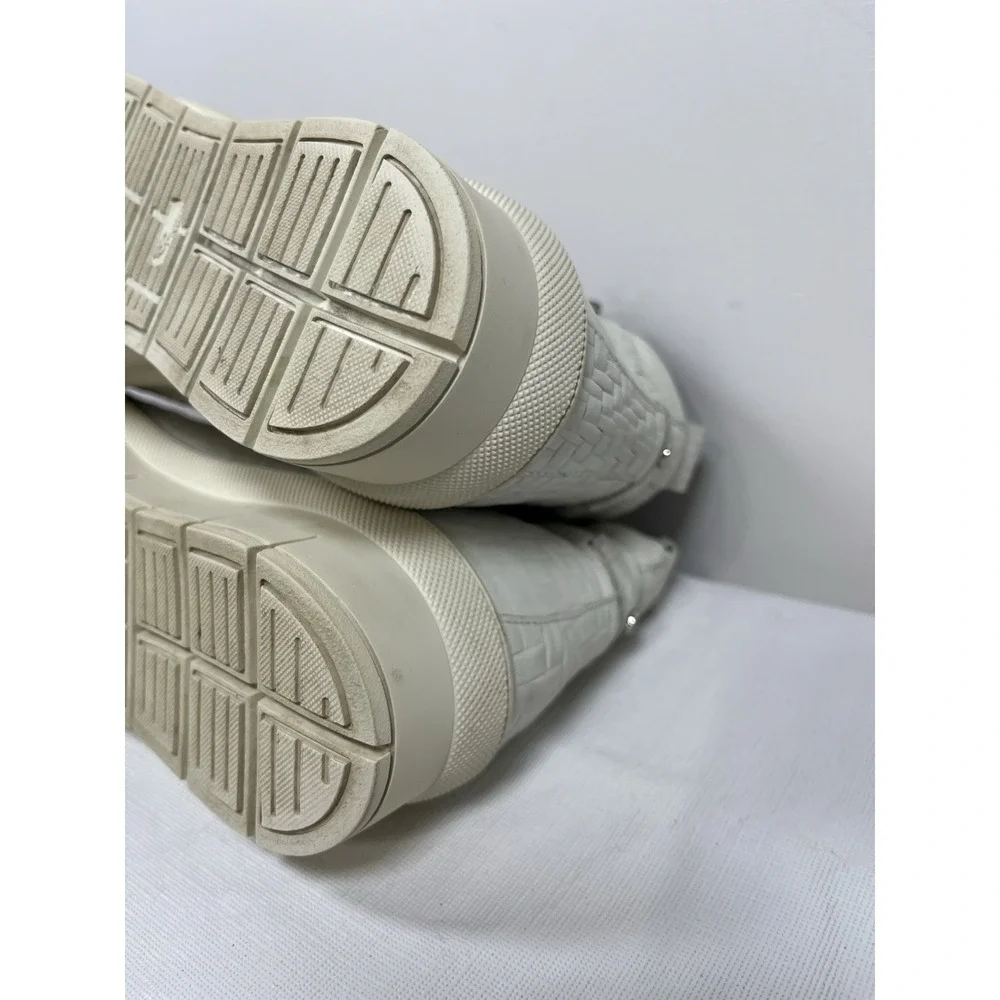 Nude Womens Hilda White Boots Sneakers Sz 38/7 Soft Leather‎ Zipper Bootie RARE